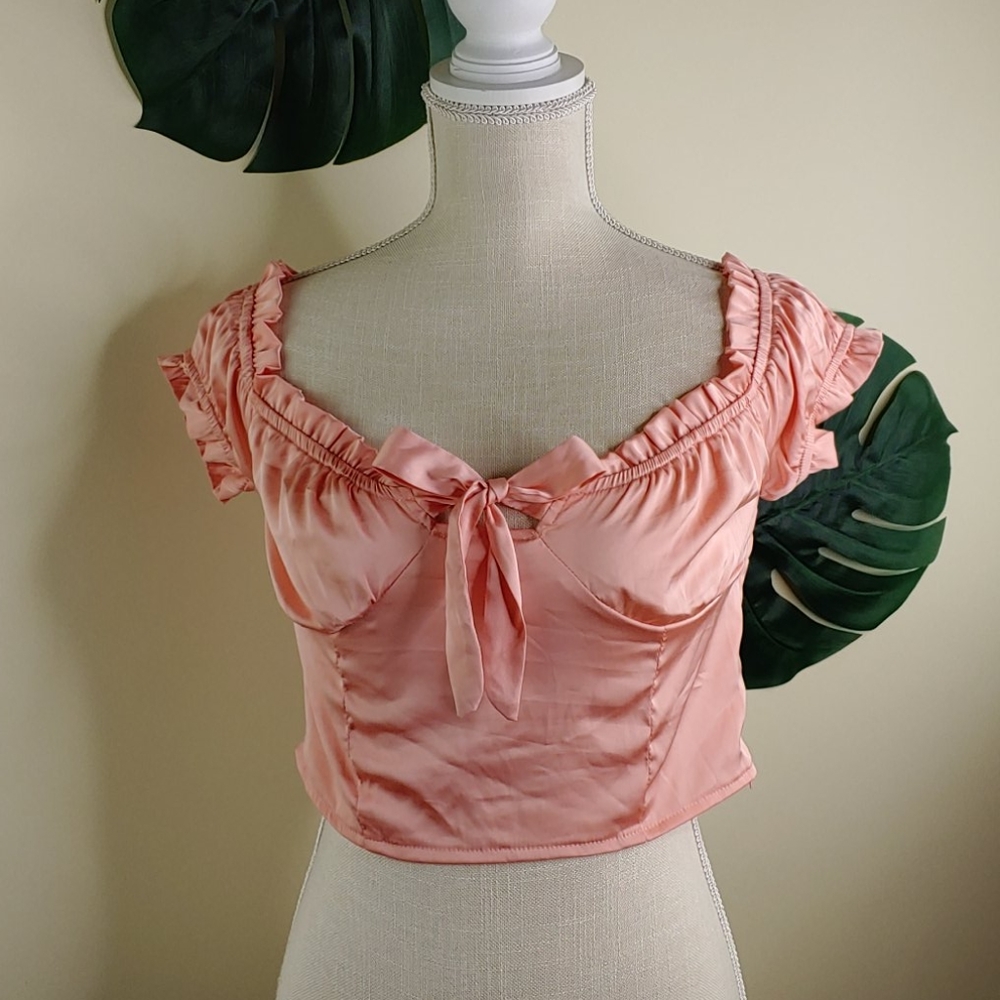 🌿Nasty Gal🌿 Pink Ruffle crop top